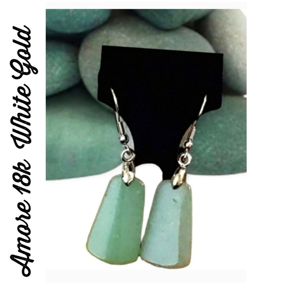 Amore Semi Precious Aventurine Stone Earrings - Picture 10 of 10